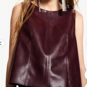 H&M EDITION Burgundy Sleeveless Leather Top